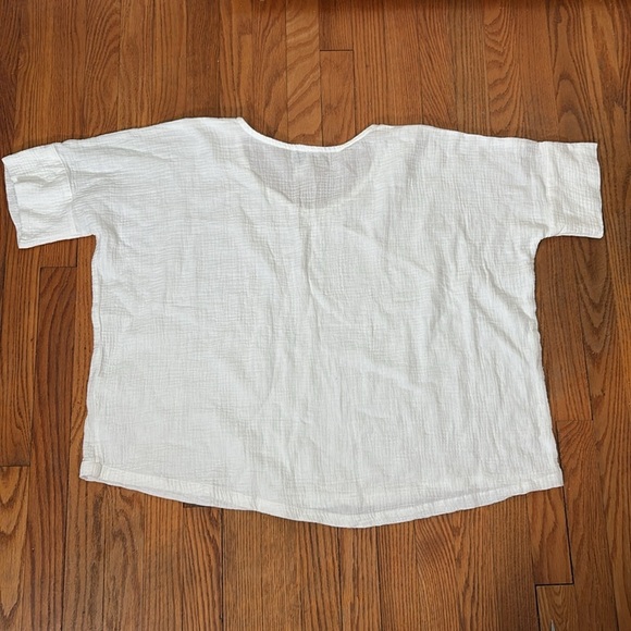Joie 100% cotton boxy gauze top shirt Oversized white size S - Picture 2 of 6